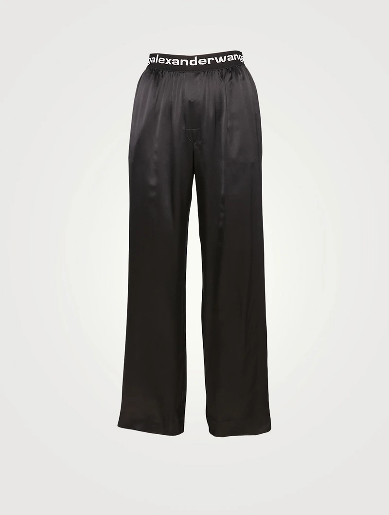 Silk Pants With Logo Waistband
