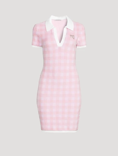 Gingham Polo Mini Dress With Brooch