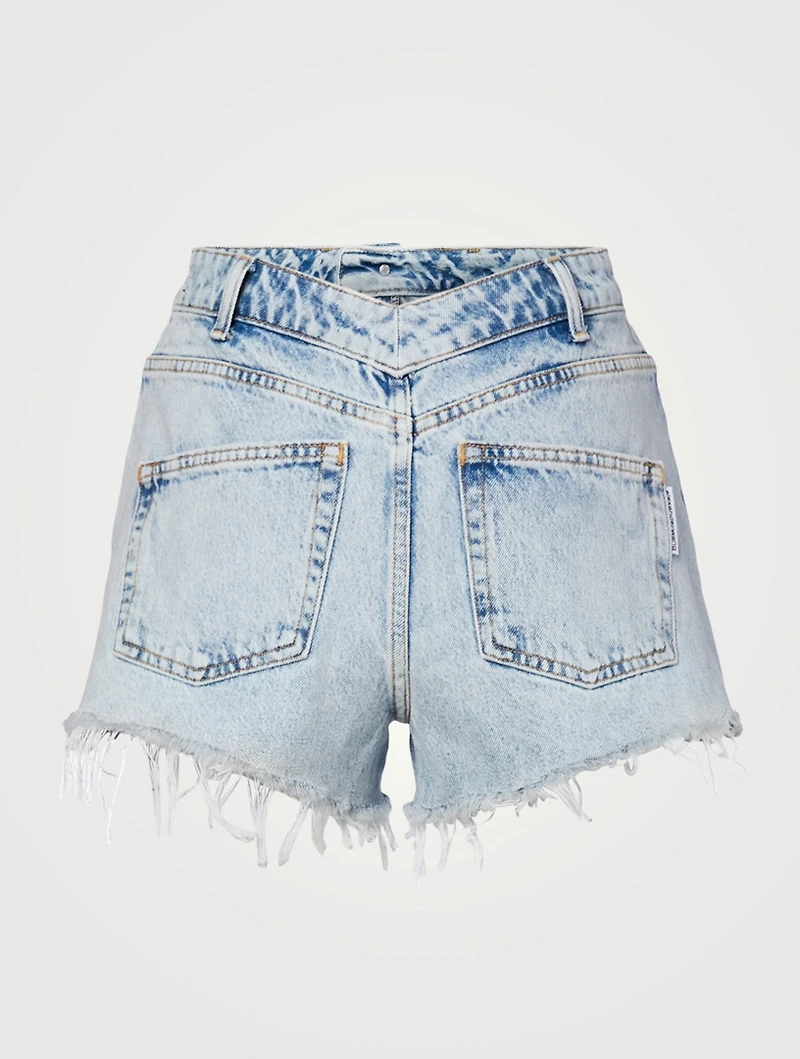 High-Waisted Denim Shorts With Dipped Back