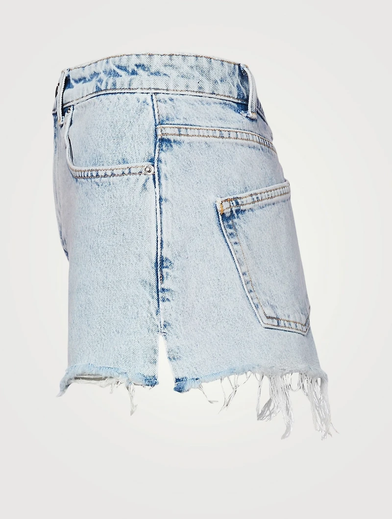 High-Waisted Denim Shorts With Dipped Back