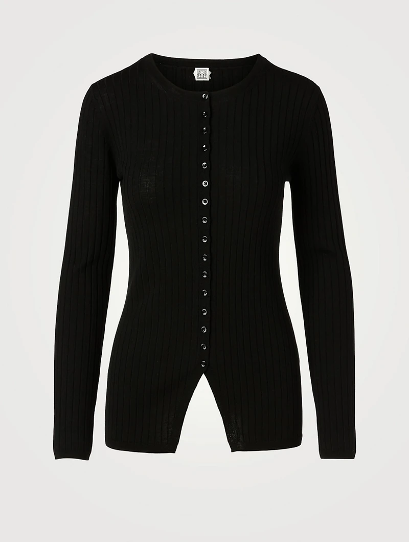 Mercerized Merino Ribbed Cardigan