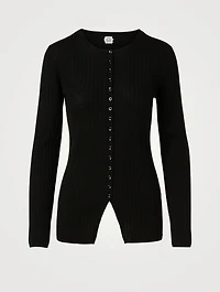 Mercerized Merino Ribbed Cardigan