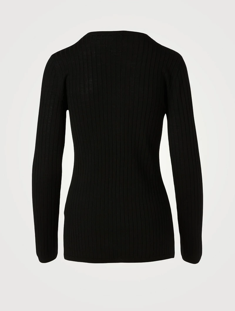 Mercerized Merino Ribbed Cardigan