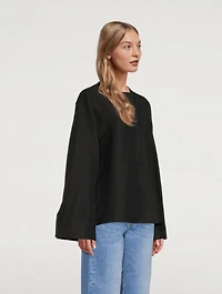 Linen-Blend Half-Button Shirt