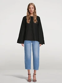 Linen-Blend Half-Button Shirt