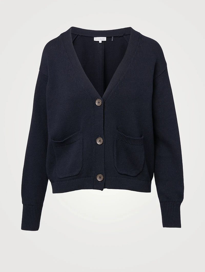 Cotton-Blend V-Neck Cardigan