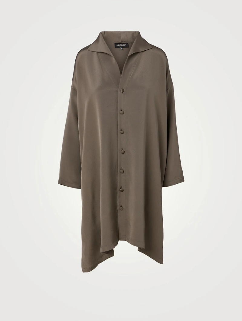 Silk Wide A-line Long Shirt