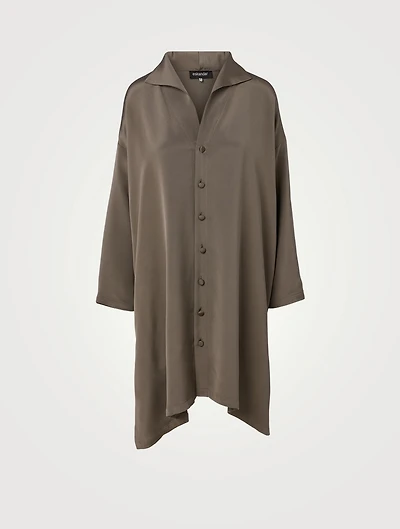 Silk Wide A-line Long Shirt