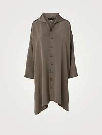 Silk Wide A-line Long Shirt