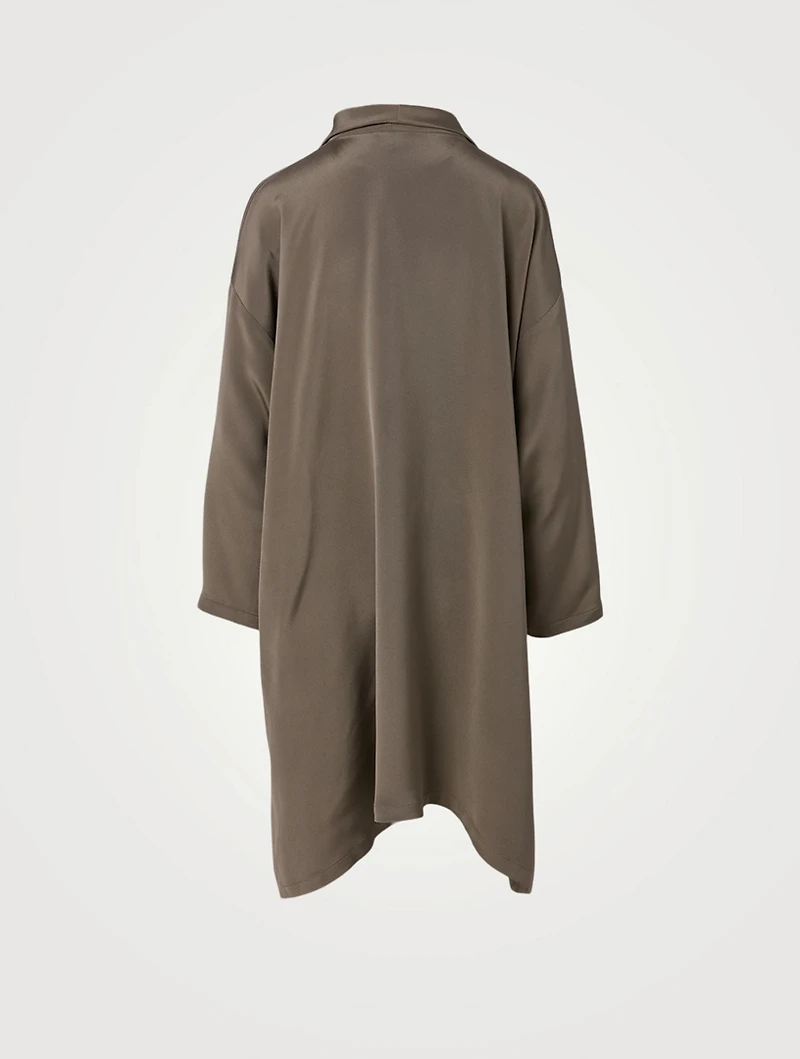Silk Wide A-line Long Shirt