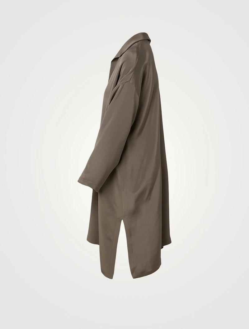 Silk Wide A-line Long Shirt