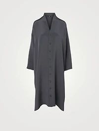 Silk Wide A-line Shirt Dress