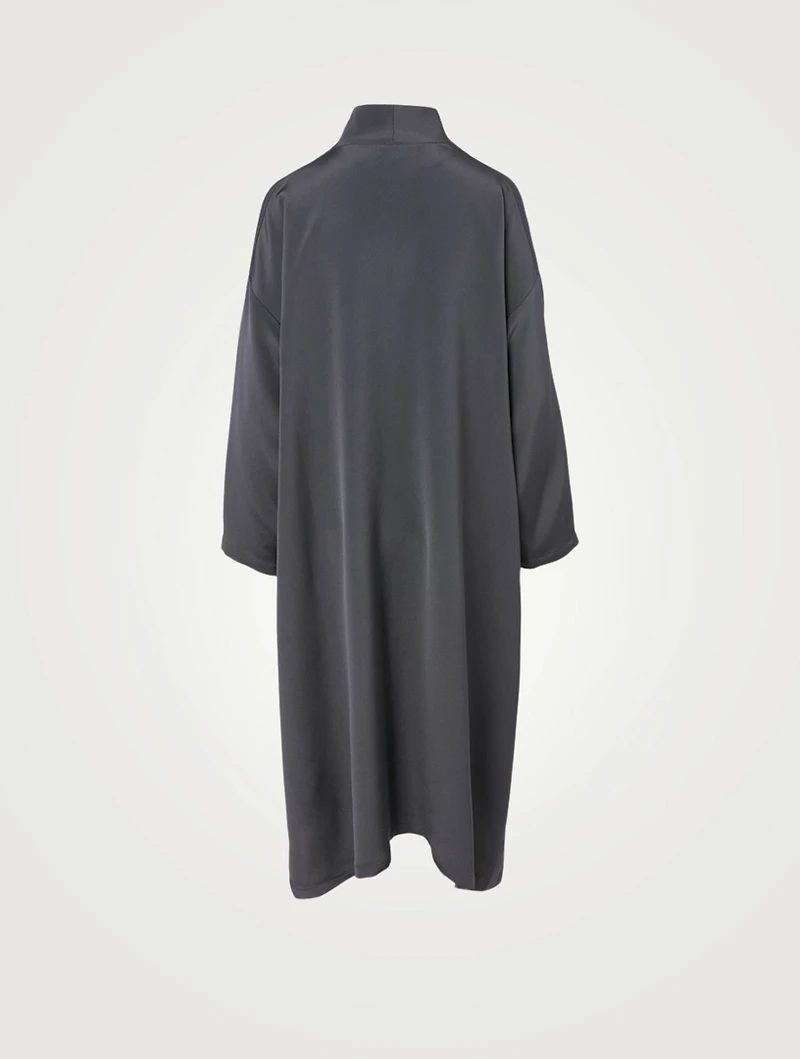Silk Wide A-line Shirt Dress