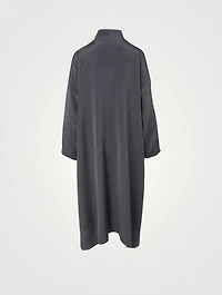 Silk Wide A-line Shirt Dress
