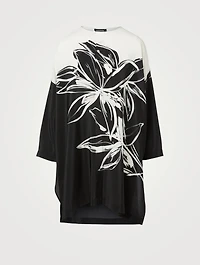 Silk Long Shirt Floral Print