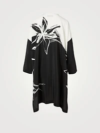 Silk Long Shirt Floral Print