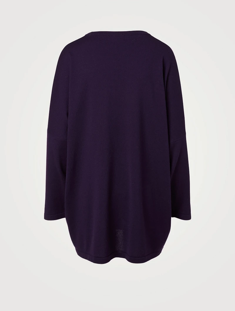Silk And Cashmere Long Sweater With Sloped Shoulder