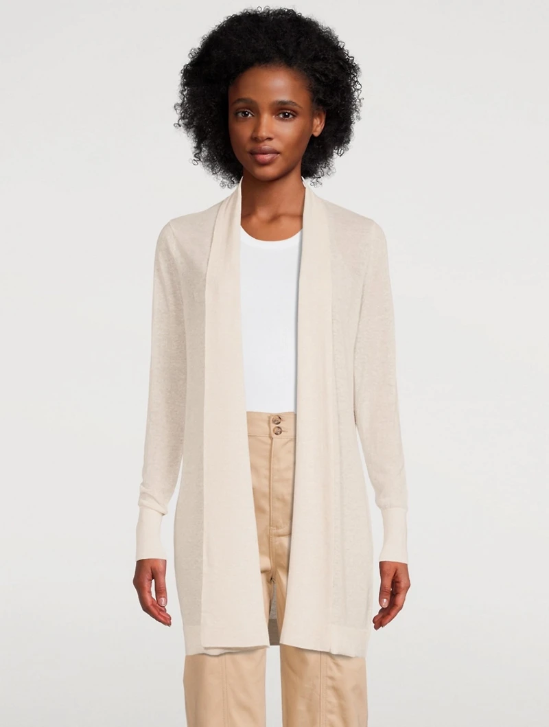 Cotton And Linen Open Cardigan