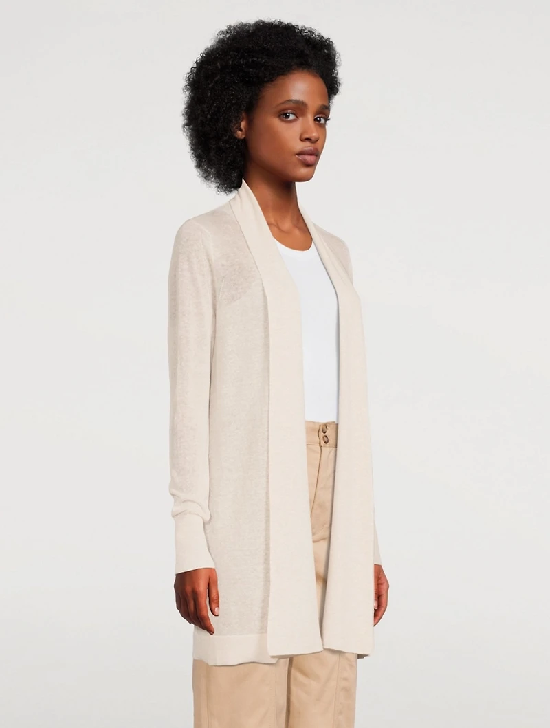 Cotton And Linen Open Cardigan
