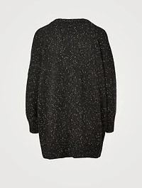 Linen-Blend Cardigan With Dropped Back
