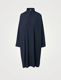 Cotton A-Line Shirt Dress With Step Insert