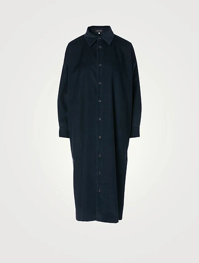 Corduroy Wide A-Line Shirt Dress