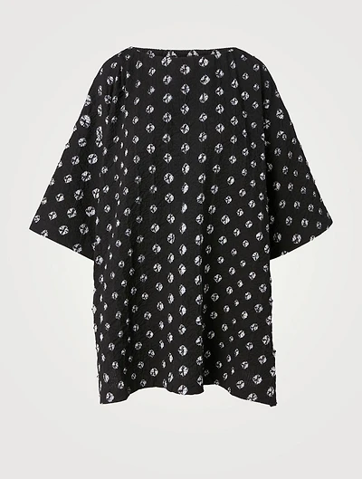 Cotton Shibori Boatneck Tunic Top
