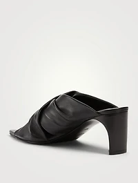 Twisted Leather Heeled Mule Sandals