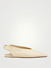 Leather Tie Slingback Ballet Flats