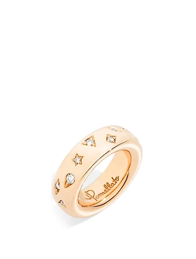 Medium Iconica 18K Rose Gold Ring With Diamonds