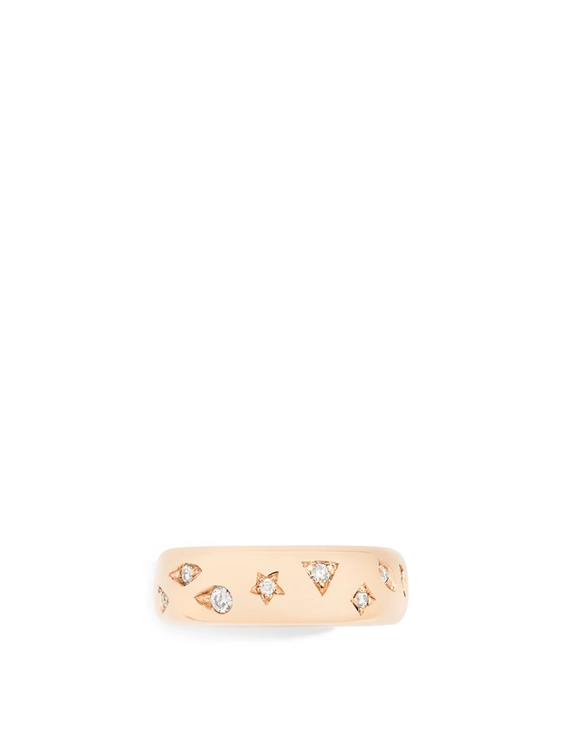 Medium Iconica 18K Rose Gold Ring With Diamonds