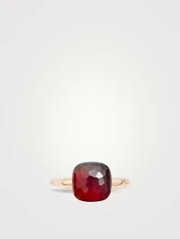 Classic Nudo 18K White And Rose Gold Ring With Garnet