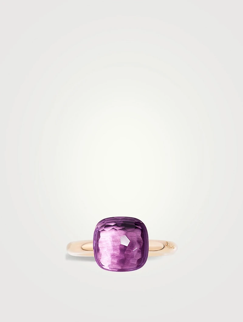 Classic Nudo 18K White And Rose Gold Ring With Amethyst