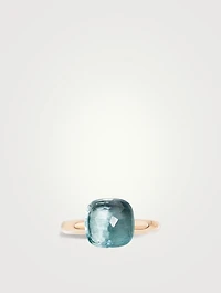 Classic Nudo 18K White And Rose Gold Ring With Sky Blue Topaz