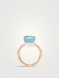 Classic Nudo 18K White And Rose Gold Ring With Sky Blue Topaz