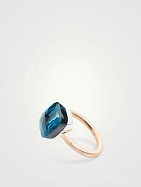 Maxi Nudo 18K White And Rose Gold Ring With London Blue Topaz