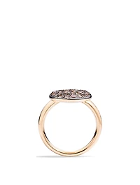 Large Sabbia 18K Rose Gold Ring With Brown Diamonds