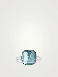 Maxi Nudo 18K White And Rose Gold Ring With Sky Blue Topaz Diamonds