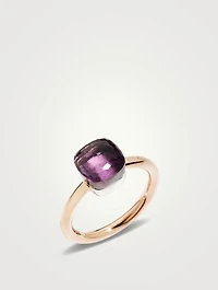 Petit Nudo 18K Rose And White Gold Ring With Amethyst