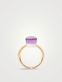 Petit Nudo 18K Rose And White Gold Ring With Amethyst