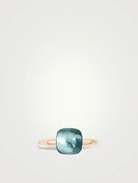 Petit Nudo 18K Rose And White Gold Ring With Sky Blue Topaz