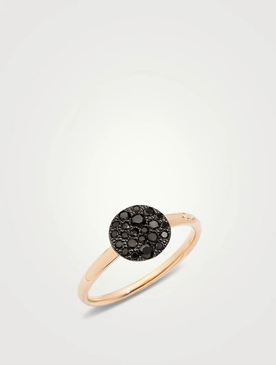 Small Sabbia 18K Rose Gold Ring With Black Diamonds