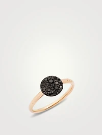 Small Sabbia 18K Rose Gold Ring With Black Diamonds