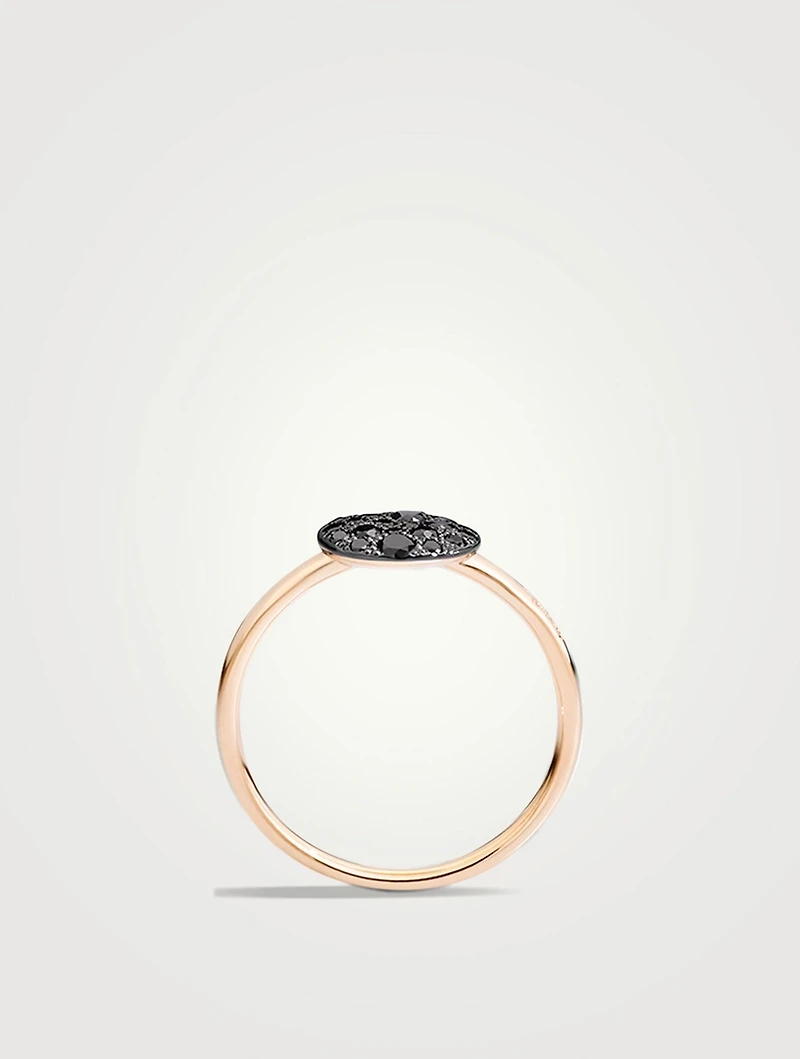 Small Sabbia 18K Rose Gold Ring With Black Diamonds