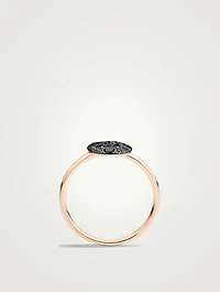 Small Sabbia 18K Rose Gold Ring With Black Diamonds