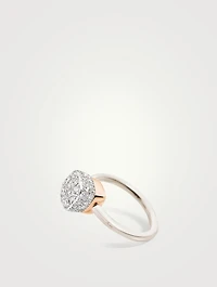 Nudo Solitaire 18K Rose And White Gold Ring With Diamonds