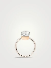 Nudo Solitaire 18K Rose And White Gold Ring With Diamonds