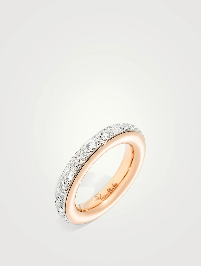 Small Iconica 18K Rose Gold Ring With Diamonds