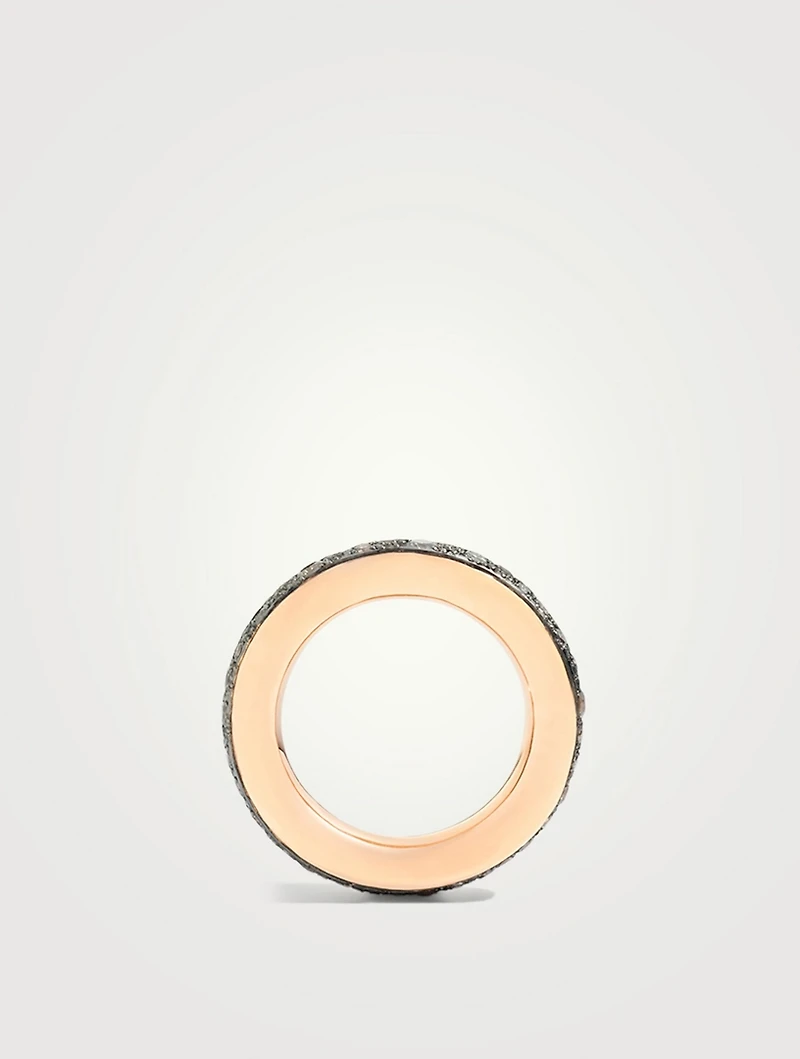 Small Iconica 18K Rose Gold Ring With Brown Diamonds