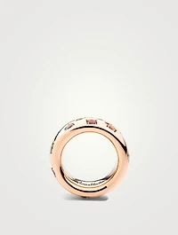 Large Classic Iconica 18K Rose Gold Colour Ring With Multicolour Stones